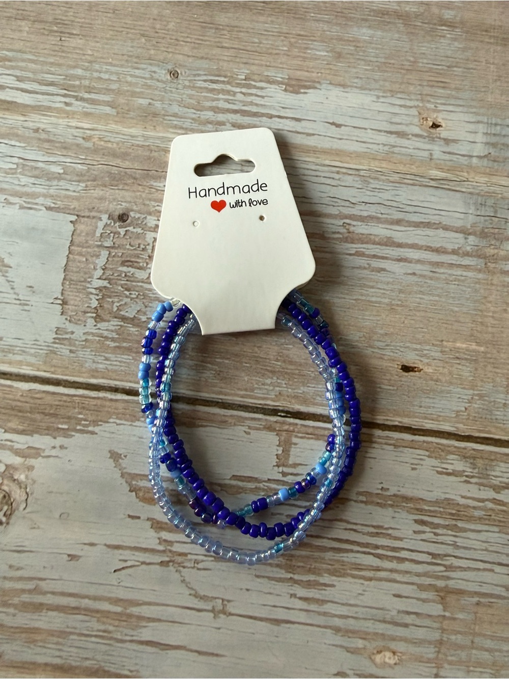 Blue & Light Blue Seed Bead Bracelet Set, hand made, summer bracelet